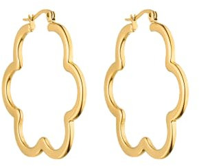 Purelei® Elegante Blüten-Ohrringe für Frauen – Schönes Blumendesign, 18K vergoldet, Edelstahl (41 mm), Geschenk für Frauen (Gold)