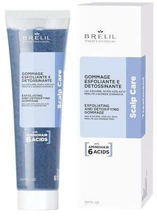 Brelil Professional Kopfhautpflege Anti-Schuppen Gommage 150ml – Exfolierendes und entgiftendes Peeling mit Azulen, Azelainsäure, Perlit-Mikrosphären, Jojoba-Perlen und Orangenschale