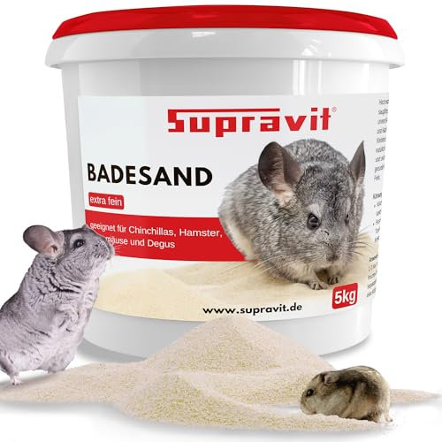 Supravit Chinchilla Sand fein | 5kg feiner Badesand | Sandbad für Hamster, Degu, Chinchilla & Gerbils