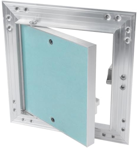 Vent Systems Revisionsklappe Trockenbau 15x15 cm mit 1.25 cm Wasserdicht Gipskarton - Wand, Decke Push-Click Aluminium Rigips Revisionstür - Innen Sanitär - Befliesbar Wartungsklappe, Serviceklappe