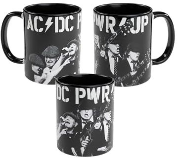 AC/DC Tasse - PWR/UP Kaffeetasse Becher Kaffeebecher aus Keramik Schwarz 320 ml