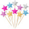Larrel 50 Stück Star Cupcake Toppers, Mehrfarbig PU Material Stern Form Kuchendekoration Glitzern Kleiner Stern Cupcake Toppers Muffin Dekoration für Geburtstag Hochzeit Weihnachten Party Dekorationen