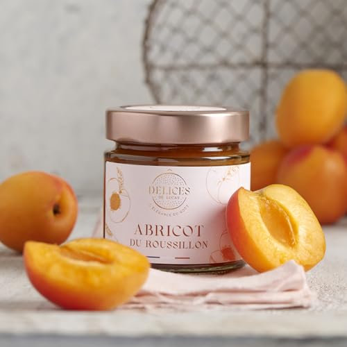 Ô Délices de Lucas – Confiture Abricot du Roussillon 60% de Fruits – Artisanale et Fabriquée en France – Pot en Verre 230 g – Gastronomie Française