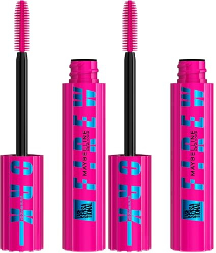 Maybelline New York Lash Sensational Firework Waterproof Mascara, schwarze, wasserfest Wimperntusche für maximal lange und voluminöse Wimpern, 10 ml (Packung mit 2)