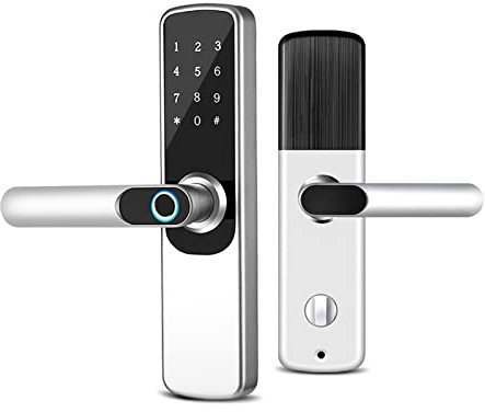 Smart Lock, TTlock App Smart Fingerprint Türschloss Smart Digital APP Keypad Code Schlüsselloses elektronisches Türschloss,Langlebig(6085 silver)
