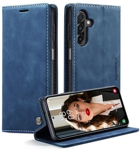 KZB für Samsung Galaxy A17 Hülle, Magnet Leder Klapphülle Stoßfest | Retro PU Leder, 2 Kartenfach, Standfunktion, Schutzhülle, Flip Case, Handyhülle für Galaxy A17 6,7'', Blau