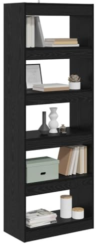vidaXL Book Cabinet Black oak 60 x 30 x 166 cm Engineered wood, Modern Bookshelf, Rectangular Storage Bookcase, Functional Living Room Organizer, Ample Space, Decorative Display Unit