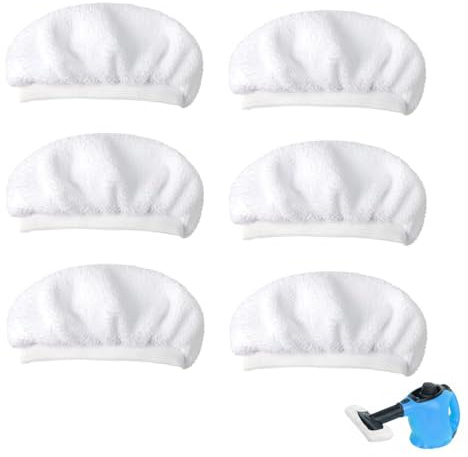 6 Pack Universal Steam Mop Pads, Washable Microfiber Replacement Pads, Compatible with Bissell Steam Shot, Dupray, PurSteam, Wagner, McCulloch & Comforday Handheld Steam Cleaners
