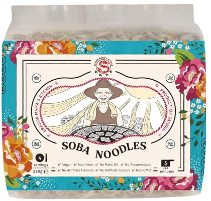 DRAGON MAMA'S KITCHEN Taiwanese Soba noodles - 320g | Vegan · Non-fried · No Palm oil · No Preservatives · No Artificial Flavours · No Artificial Colours · Non-GMO (pack of 1)