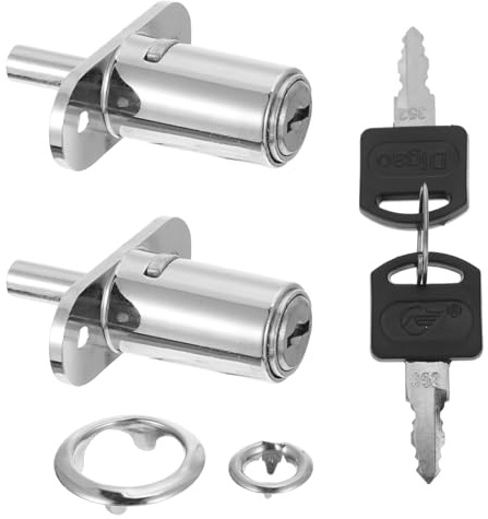 MAGICLULU Lot de 2 Verrous à Piston en Alliage de Zinc pour Tiroirs, Armoires et Bureaux, Serrure Métallique à Pression, Verrouillage Sécurisé pour Meuble, Adapté Mobilier de Maison