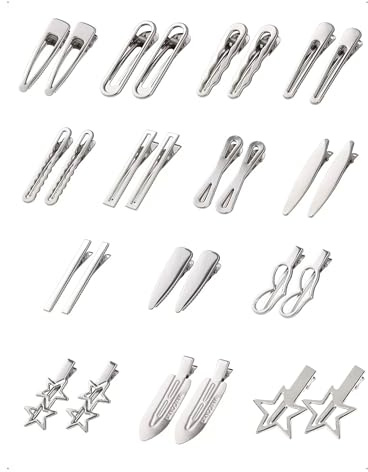 KONFEN Y2K Set di 28 fermagli combinazioni multiple di stili capelli metallo, becco d'anatra per acconciature capelli lunghi - Mollette a coccodrillo mollette antiscivolo fai da te donne e ragazze