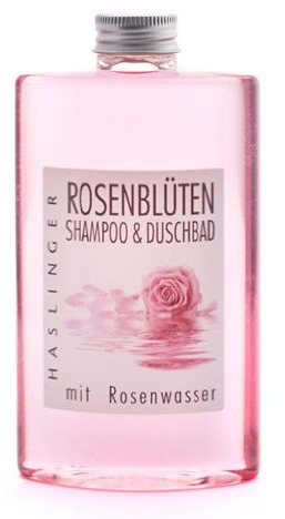 Lashuma Rosenblüten Shampoo - Duschbad mit echtem Rosenwasser, 200 ml