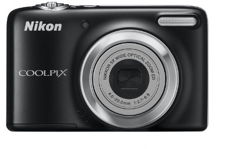 Nikon Coolpix L25 Digitalkamera schwarz (10 Megapixel, 5-fach opt. Zoom, 7,5 cm (3 Zoll) Display, bildstabilisiert) Kit inkl. 2GB-Speicherkarte und Tasche