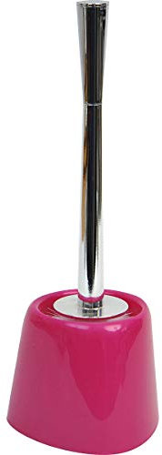 EVIDECO Scopino per WC cromato con supporto, colore lucido, PVC, rosa, 12,5 cm L x 12,5 cm L x 36 cm H
