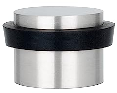 Klebe-Türstopper | 28 x 20 mm | Schwarzer Gummi aus Natursilikon | Edelstahl AISI 304 Finish Matt | Sehr gute Haftung | 100% zweckmäßig | Mod. I-163-B| EVI Herrajes