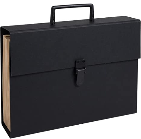 Exacompta 58421E Premium Dokumententasche mit Clipverschluss und Tragegriff DIN A4 20 Fächer, schwarz, 38.5 x 25 cm
