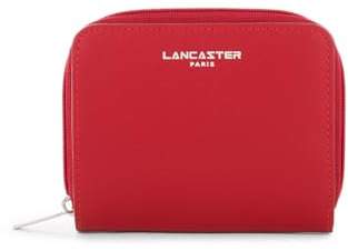 Lancaster | Smooth - Portefeuille Dos à Dos Refente de Cuir de Vachette Lisse Rouge