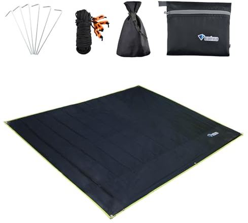 Azarxis Wassedichte Zeltplane, Tarp für Hängematte, Leicht und Kompakt, Sonnenschutz für Outdoor Camping (Schwarz, L - 2.4 x 2.2m)