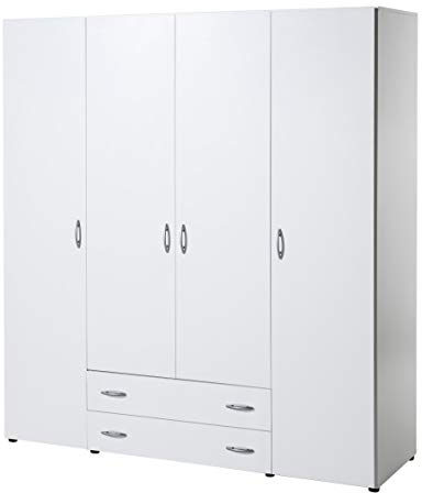 AVANTI TRENDSTORE - Balu 2,3 e 4, Armadio ad Ante a Battente, Disponibile in 2 Diversi Colori e 3 Diverse larghezze (Bianco, 4 Ante)