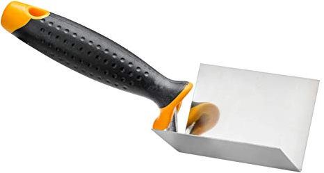BILBAU Internal Corner Plastering Trowel, 6cm x 6cm x 8cm Corner Trowel, Stainless Steel Plastering Spatula, Home Improvement Plastering Tools, Solid 2K Handle