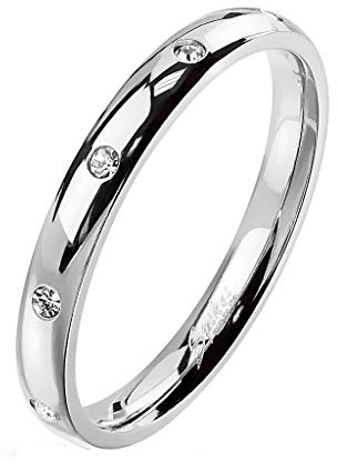 Paula & Fritz® Damen-Ring glänzend 3mm Zirkonia Silber Gelb-Gold Rosé-Gold Bunt Freundschafts-Ring Partner-Ring Edelstahl 316L R-M6822S_70