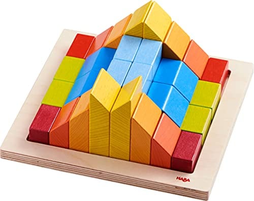 HABA 304854-3D-Legespiel Creative Stones, kreatives Legen, Bauen und Spielen mit bunten Regenbogenfarben, Holzspielzeug ab 2 Jahren