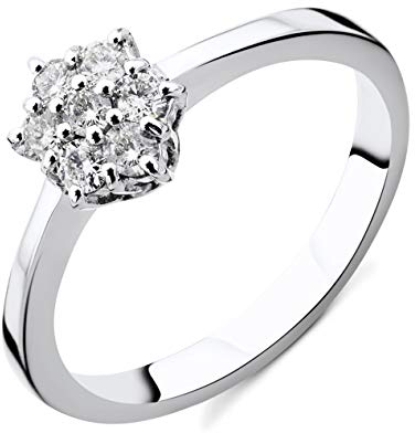 Orovi Damen Diamant Ring Weißgold, Verlobungsring 18 Karat (750) Gold und Diamanten Brillanten 0.21 Ct Ring Handgemacht in Italien