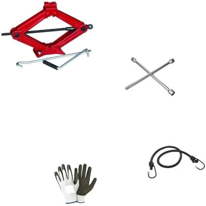 KOMPATIBEL MIT Audi Q7 E-TRON KFZ-Notfall-Set, STROMABNEHMER-WAGENHEBER MIT STAHLSOCKEL UND DREHSCHLÜSSEL + KREUZSCHLÜSSEL ZUM LÖSEN DER Schrauben, UNIVERSAL-REIFENHEBE-Crick