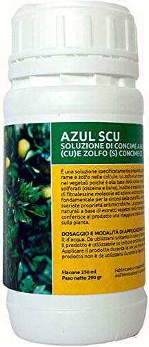bio A.L.T Azul s-cu concime al Rame in Sospensione ossicloruro per Piante arboree, orticole,fruttifere,Cereali e leguminose Biologico e Made in Italy (250 Ml)