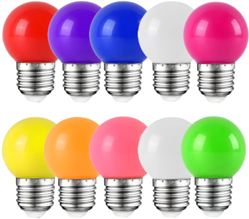 WULUN 10 Pack 2W Coloured LED Light Bulbs Festoon Party Lights for Indoor Outdoor Use - Multi Color