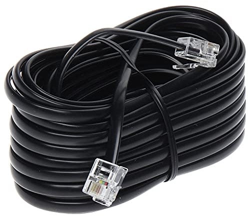 JAFSAL ONLINE RJ11 Cable ADSL Extension Lead Phone Cord Telephone Male to Male High-Speed Broadband Landline Microfilter Wire, 20m Black