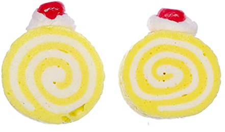 Miniblings Biskuitrolle Ohrstecker Stecker Ohrringe Kuchen Biskuit Biscuit GELB - Handmade Modeschmuck I Ohrringe Stecker Ohrschmuck