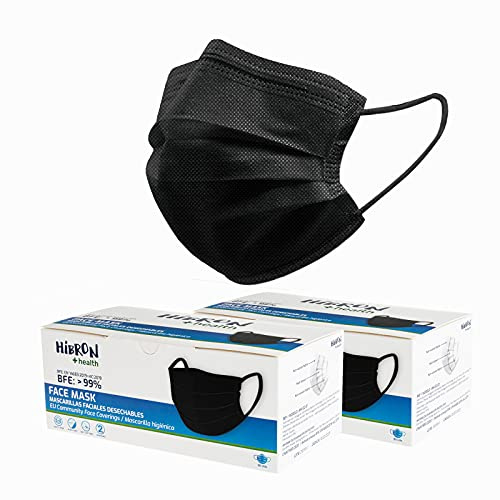 HIBRON 100 schwarze Einwegmasken Zugelassen CWA 17553: 2020, BFE > 99%.