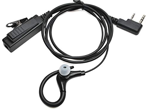 HYS G-Shape Two Way Radio Earpiece Police Security Radio Headset Inline PTT Mic Microphone Compatible With 2 Pin Kenwood Walkie Talkie Baofeng UV-5R UV-82 BF-888S Wouxun