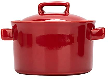 Suppentasse Kleine französische Zwiebelsuppe Crocks Ofen Safe Keramik Dampfsuppe Schüssel Home Küche Eintopf Pot mit Deckel für Suppe, Eintopf, Chili 300ml (Color : Red)