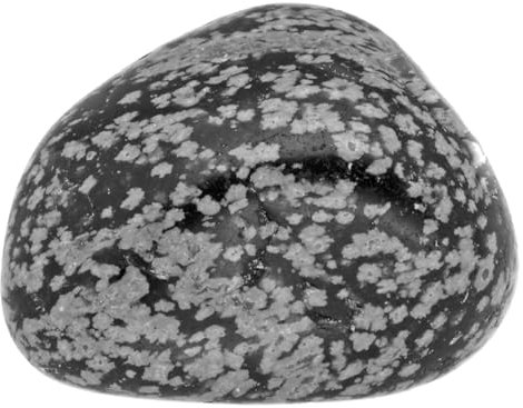 Lebensquelle Plus außergewöhnliche Trommelsteine | Edelstein-Trommelstein + Edelsteinkarte | Größe M: 2-3 cm | Handschmeichler Heilstein Taschenstein (Schneeflocken-Obsidian)