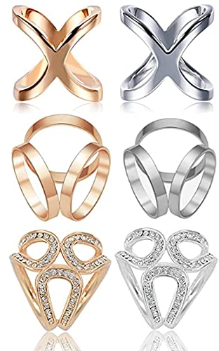 XHBTS 6 Stück Schalring Clip Tuchring Metall Schalclip Broschen Schal Wölbungs Schmuck für Schals und Tücher
