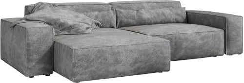 DELIFE Eckcouch Sirpio XL Mikrofaser Taupe 270x170 cm Recamiere variabel
