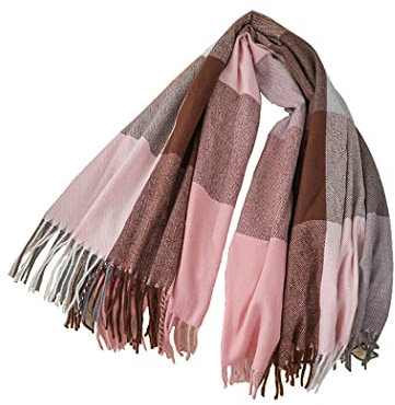 Abcsea 1 Stück Schal Herbst, Winterschal, Frühlingsschal, Karierter Schal -Rosa