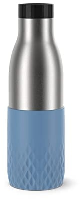 Tefal Bludrop N3110710 Botella de 0,5 litros, funda azul, térmica, acero inoxidable, funda de silicona, a prueba de fugas, sostenible, N3110710