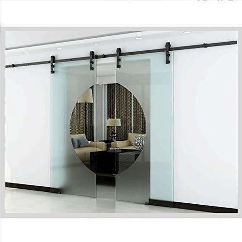 Pipi Zhu Set Ferramenta di Binario Porta Scorrevole - Hardware per Binario A Soffitto con Porta Scorrevole in Vetro, Scorrevole in Modo Fluido E Silenzioso, Doppia Porta A Binario Singolo