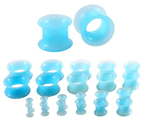 Aotiwe Tunnel Expander Set, Ear Piercing Men Reifen In Mehreren Größen Blau 20mm 13/16 Inch Silikon 22Pcs