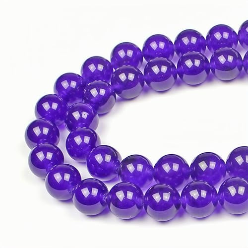 MJDCB Round Stone Beads 12mm Purple Jade Loose Gemstone Beads for Jewelry Making Bracelet Necklace 30pcs