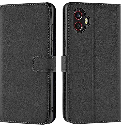 Verco Coque pour Samsung Galaxy XCover 6 Pro, Housse Portefeuille pour Samsung XCover 6 Pro Etui en Cuir Synthétique Fonction Stand Case, Noir