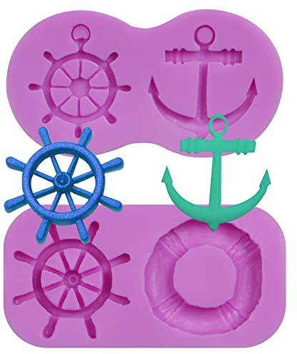 Anker Silikon Fondant Formen, Ruder Rettungsring Schokoladenformen für Seefahrt Thema Kuchen Dekoration, Navy Cupcake Toppers Süßigkeiten Zucker Handwerk Gummipaste