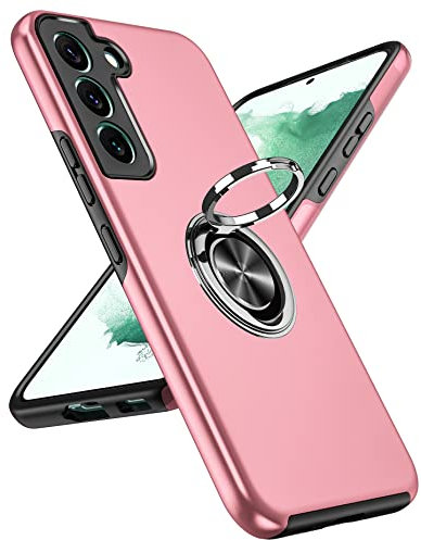 LeYi Coque pour Samsung Galaxy S22(Pas S22+/S22 Ultra) avec Anneau Telephone, Antichoc Housse de Protection, Militaire Renforcée PC et Souple TPU Silicone Etui pour Samsung Galaxy S22 - Rose