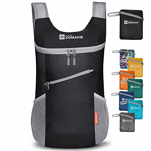 ZOMAKE Ultra Lightweight Foldable Backpack 14L - Ultralight Small Packable Backpack Lightweight Rucksack Waterproof Compact Travel Daypack for Women Men Hiking Walking(Black)