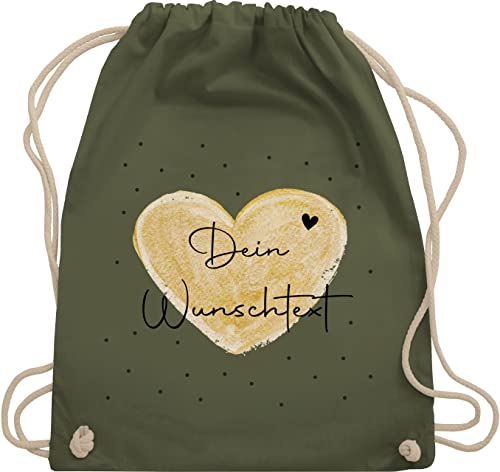 Turnbeutel Rucksack - Aufdruck selbst gestalten - Dein Wunschtext I Geschenk personalisiert Weihnachten I Vatertag I Muttertag I Geburtstag - Unisize - Olivgrün - taschen jga beutel wechselkleidung