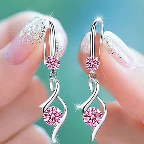 Ohrringe Set Von Ohrringen Frauen Ein Hochzeitspaar Geschenk Synthetischer Schmuck Ohrringe Feder Europäische und amerikanische Mode Temperament Ohrringe Persönlichkeit vielseitige (Pink, One Size)