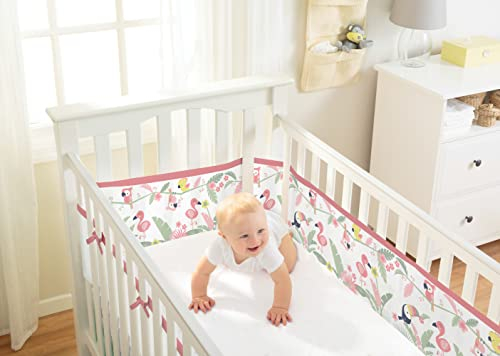 BreathableBaby Klassische atmungsaktive Netz-Einlage, für Kinderbetten mit 4 offenen Seiten, deckt 4 Seiten ab, die sicherere Alternative zu traditionellen Nestchen, maschinenwaschbar, tropischer